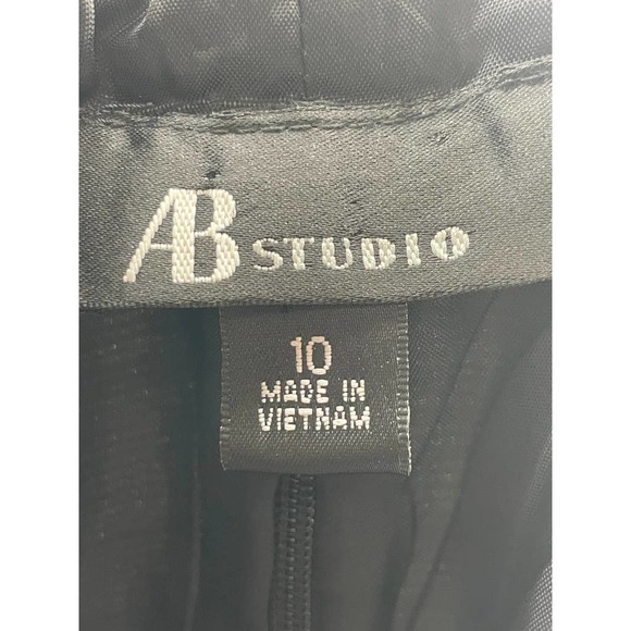 AB Studio Black and White V-Neck Short Sleeve Lined Dress Size 10 - Picture 4 of 10